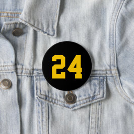 Black and Yellow Athlete Jersey Number Button