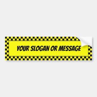 Black and Yellow Checkers Border Your Slogan Autoaufkleber