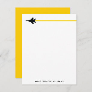 Black and Yellow F-15 Personal Stationery Mitteilungskarte