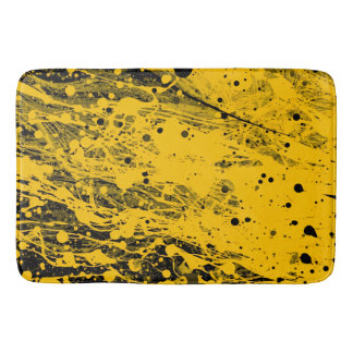 Black and Yellow Paint Splashes Badematte