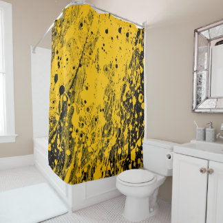 Black and Yellow Paint Splashes Duschvorhang