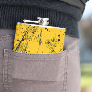 Black and Yellow Paint Splashes Flachmann