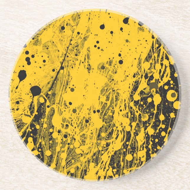 Black and Yellow Paint Splashes Getränkeuntersetzer (Vorne)