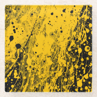 Black and Yellow Paint Splashes Glasuntersetzer