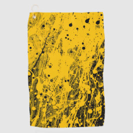 Black and Yellow Paint Splashes Golfhandtuch