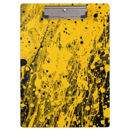 Black and Yellow Paint Splashes Klemmbrett