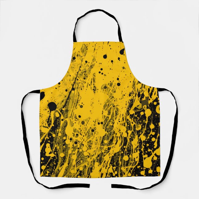 Black and Yellow Paint Splashes Schürze (Vorderseite)
