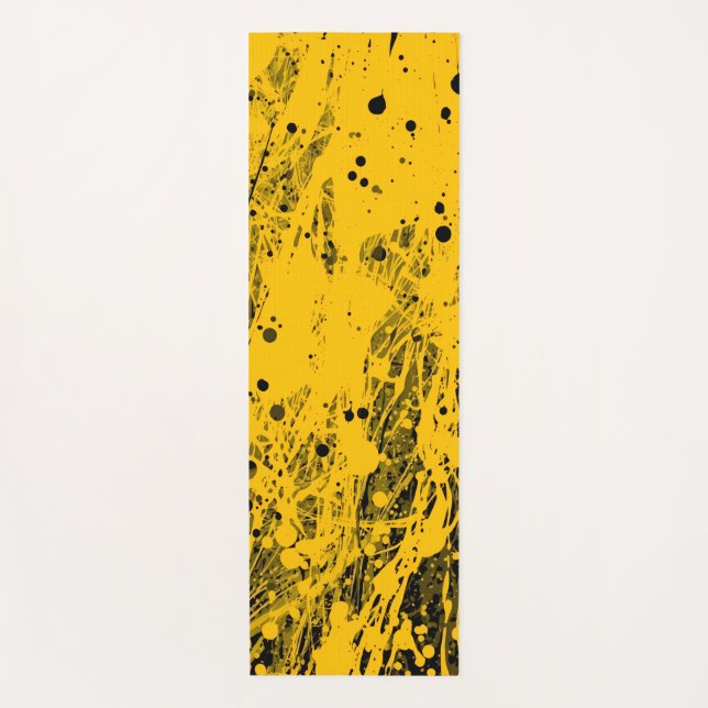 Black and Yellow Paint Splashes Yogamatte (Vorderseite)