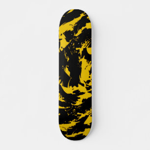 Black and Yellow Paint Splatter Skateboard