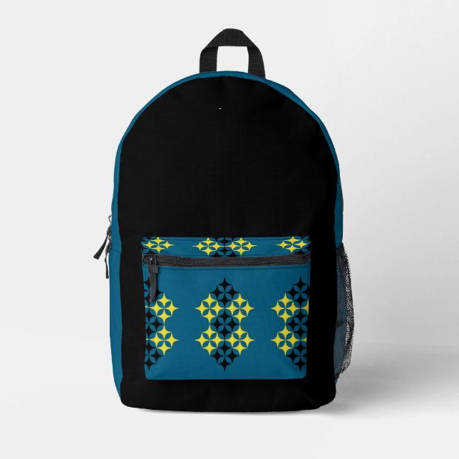 Black and Yellow Stars Bedruckter Rucksack (Vorderseite)