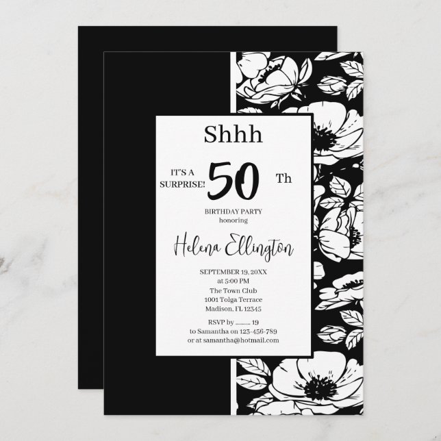 Black Anemone Geburtstagseinladung Einladung (Vorne/Hinten)