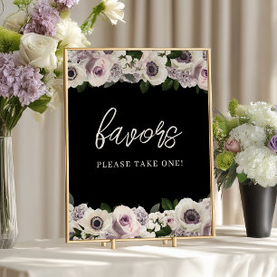 Black Anemone und Lila florales Brautparty Gefalle Poster