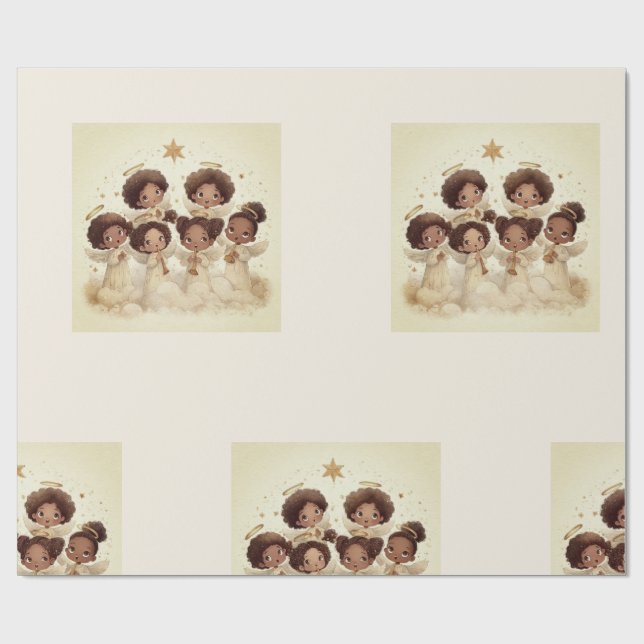 Black Angel Christmas Choir Wrapping Paper 1 Geschenkpapier (Flach)