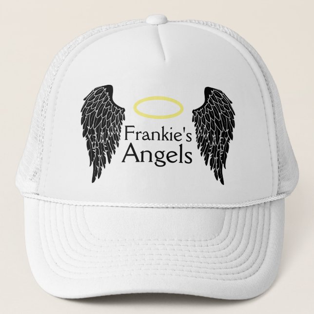Black Angel Wings and Gold Halo Trucker Hat Truckerkappe (Vorderseite)