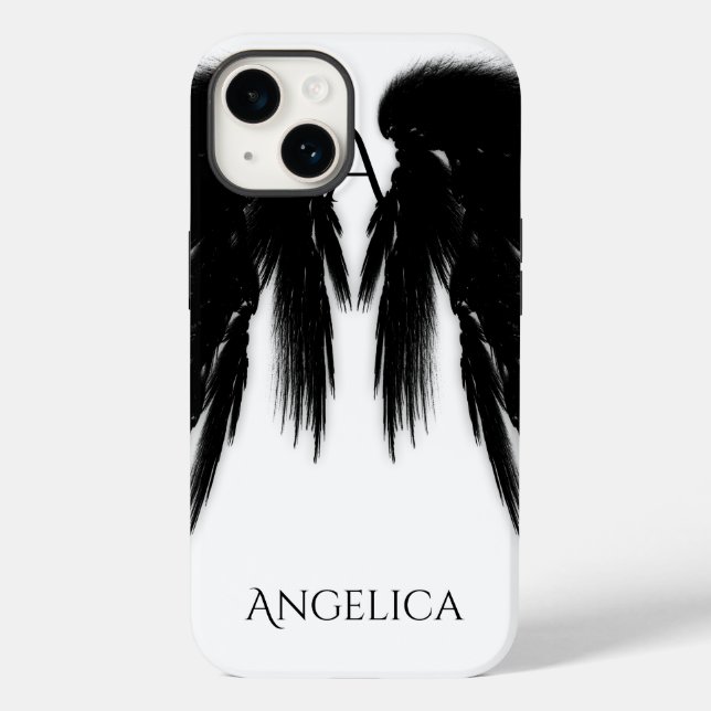 BLACK ANGEL WINGS Monogram Case-Mate iPhone Hülle (Rückseite)