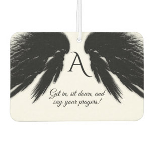 BLACK ANGEL WINGS Monogram Funny Autolufterfrischer