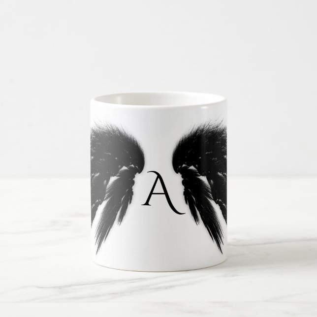 BLACK ANGEL WINGS Monogram Kaffeetasse (Mittel)