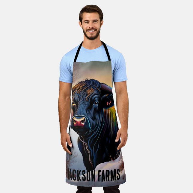 Black Angus Bull Winter Schürze (Getragen)