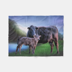 Black Angus Kuh-Kalb-Ranch-Weide-Farm-Kunst Fleecedecke