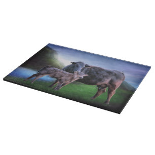 Black Angus Kuh-Kalb-Ranch-Weide-Farm-Kunst Schneidebrett