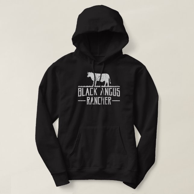 Black Angus Kuh Rancher Funny Beef Rind Fleisch we Hoodie (Design vorne)