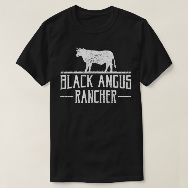 Black Angus Kuh Rancher Funny Beef Rind Fleisch we T-Shirt (Design vorne)