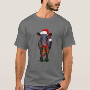 Black Angus Kuh Weihnachtsmannmütze Weihnachten,  T-Shirt