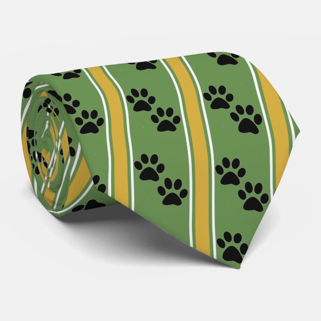 Black Animal Paw Prints Team Sports Necktie Krawatte (Gerollt)