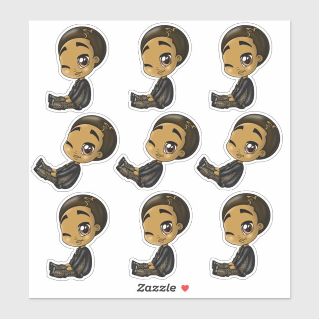 Black Anime Boys Aufkleber (Blatt)