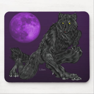 Black Anthro Werewolf Mousepad