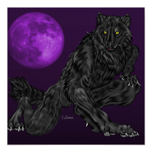 Black Anthro Werewolf Poster (Vorderseite)