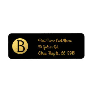 Black (any color) Gold Foil Modern Monogram Chic