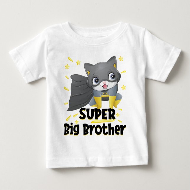 Black Anzug Cat Superhero Big Brother Baby T-shirt (Vorderseite)