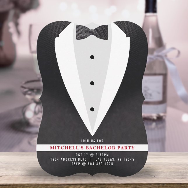 Black Anzug & Krawatte Bachelor Party Einladung (Black Suit & Tie Bachelor Party Invitation
)