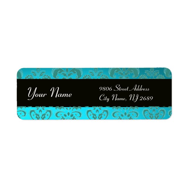 BLACK AQUA BLUE AQUAMARIN DAMASK (Vorne)