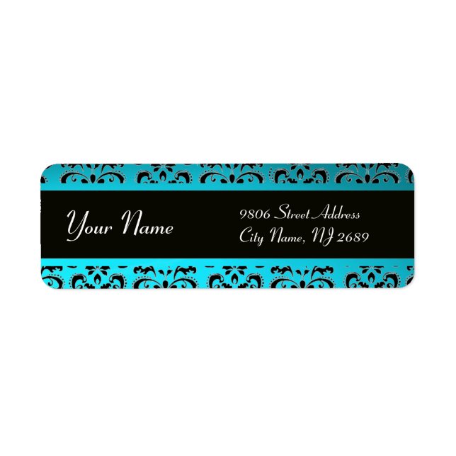 BLACK AQUA BLUE AQUAMARIN DAMASK (Vorne)