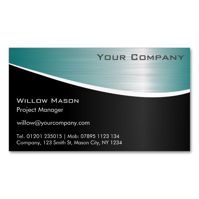 Black Aqua Magnetic Business Card aus Edelstahl Magnetische Visitenkarte (Vorderseite)
