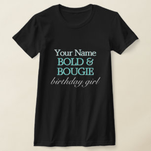 Black Aqua Tiffany Theme Bold Bougie Birthday Girl T-Shirt