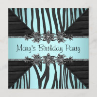 Black Aquamarin Blue Zebra Frauen Geburtstagsparty