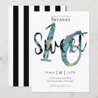 Black Aquamarin Bronze Modern Sweet 16 Geburtstags