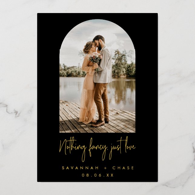 Black Arch Foto Nichts Extravagant nur Liebe Elopa Folieneinladung (Vorderseite)