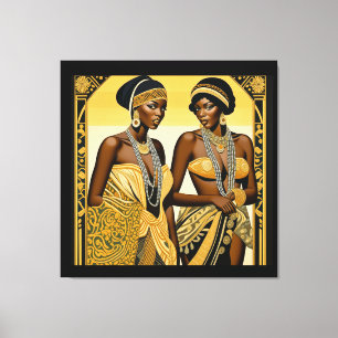 Black Art Deco Beauties Roaring 1920er und 1930er Leinwanddruck