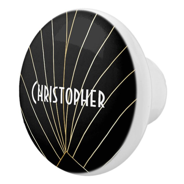 Black Art Deco Design Keramikknauf (Rechts)