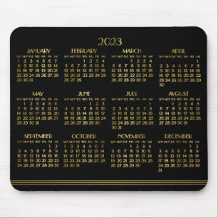 Black Art Deco Gold Jahrkalender 2023 Mousepad