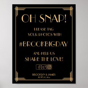 Black Art Deco Great Gatsby Hashtag Schild 8x10