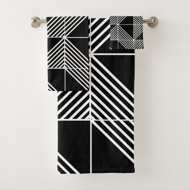 Black Art Deco Lines  Badhandtuch Set (Insitu)