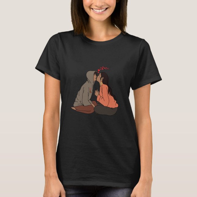 Black Asian Couple love T-Shirt (Vorderseite)