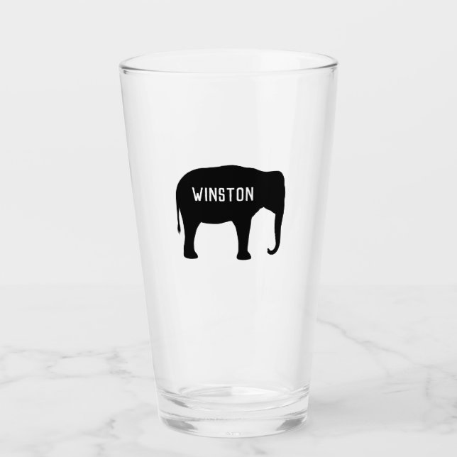Black Asian Elephant Silhouette Personalisiert Glas (Vorderseite)