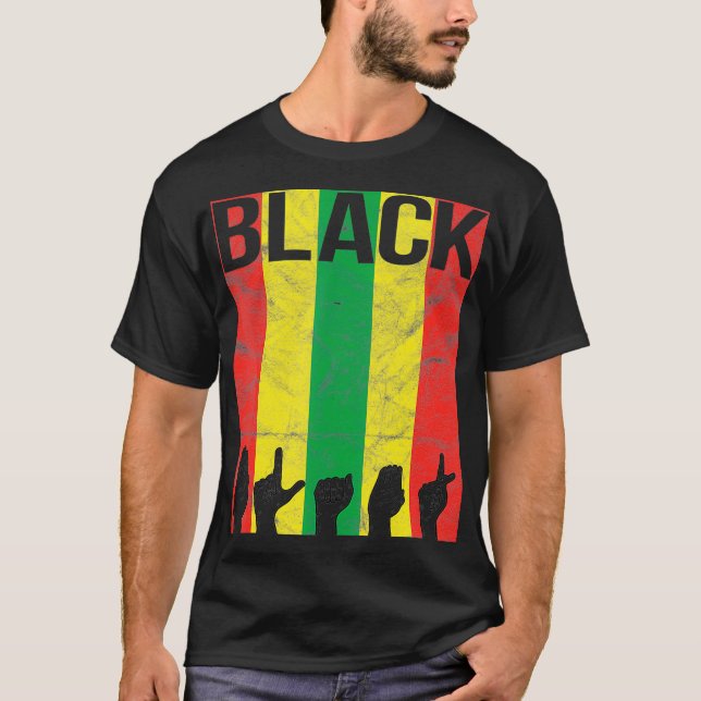 Black ASL Sign Language Black History T Shirt Rett (Vorderseite)