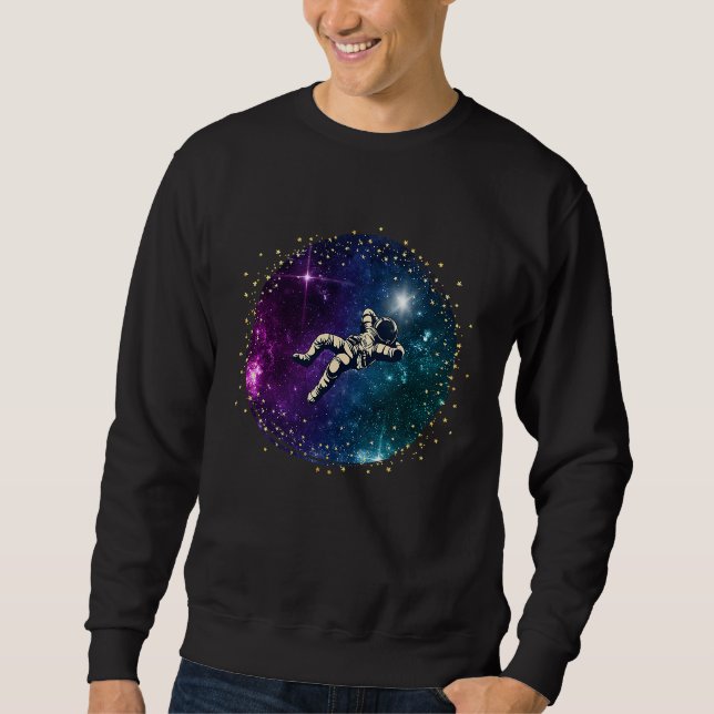 Black Astronaut In The Galaxy Swimming In Space Sweatshirt (Vorderseite)